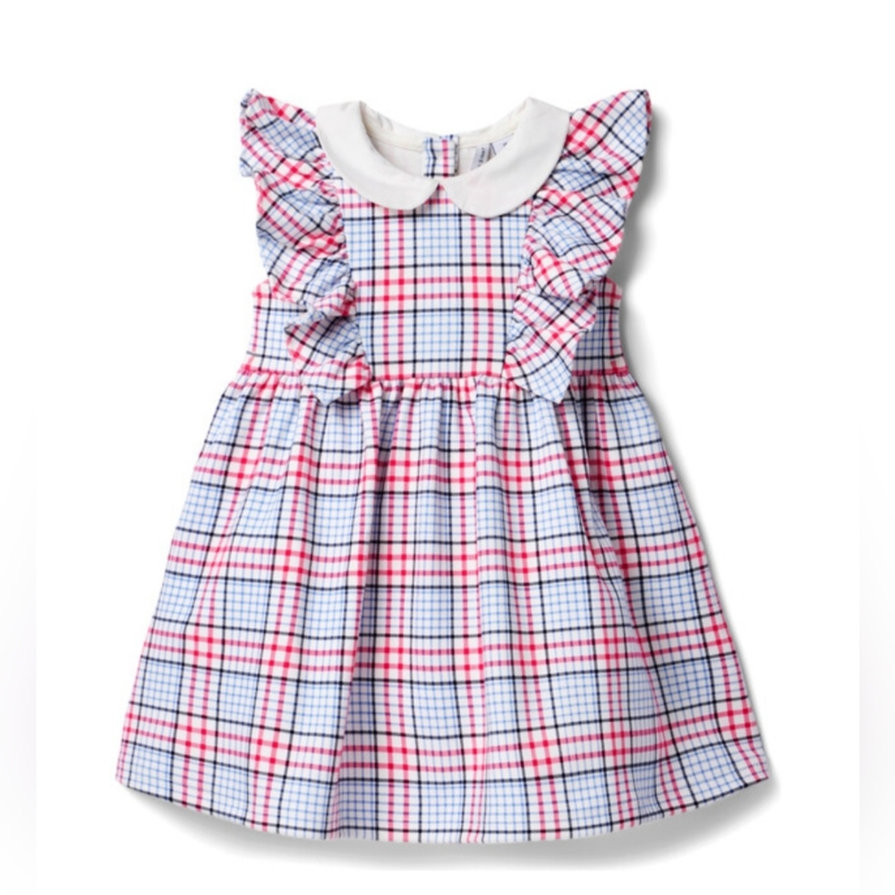 💈Janie and Jack Plaid Ruffle Peter Pan Collar Ponte Dress